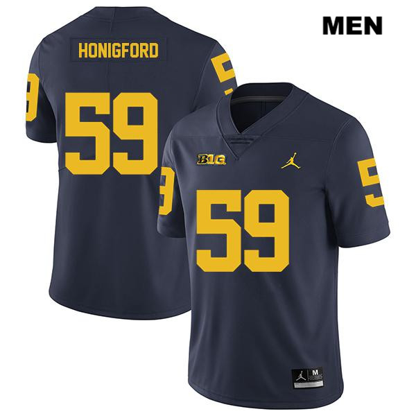 Men's NCAA Michigan Wolverines Joel Honigford #59 Navy Jordan Brand Authentic Stitched Legend Football College Jersey HO25W48JI